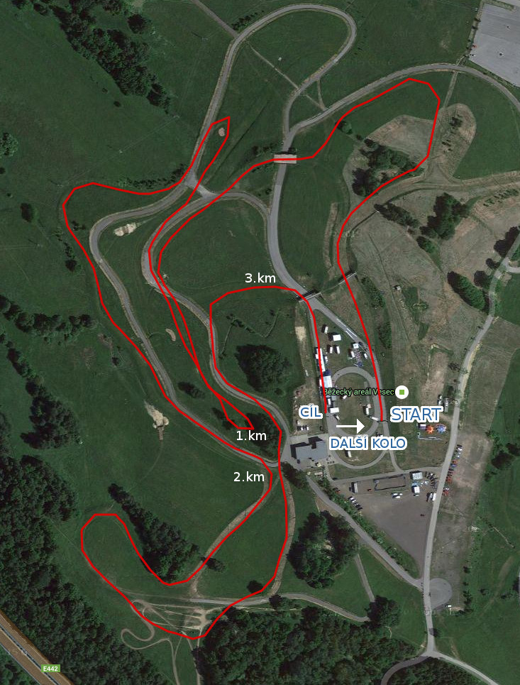 Mapa běžeckého závodu "Ve stříbrných stopách Lukáše Bauera"
